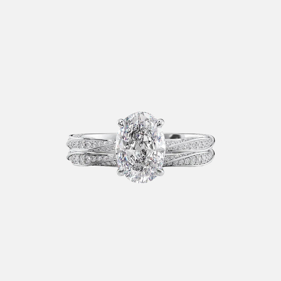  The Caroline Oval Moissanite Ring 14k White Gold 003