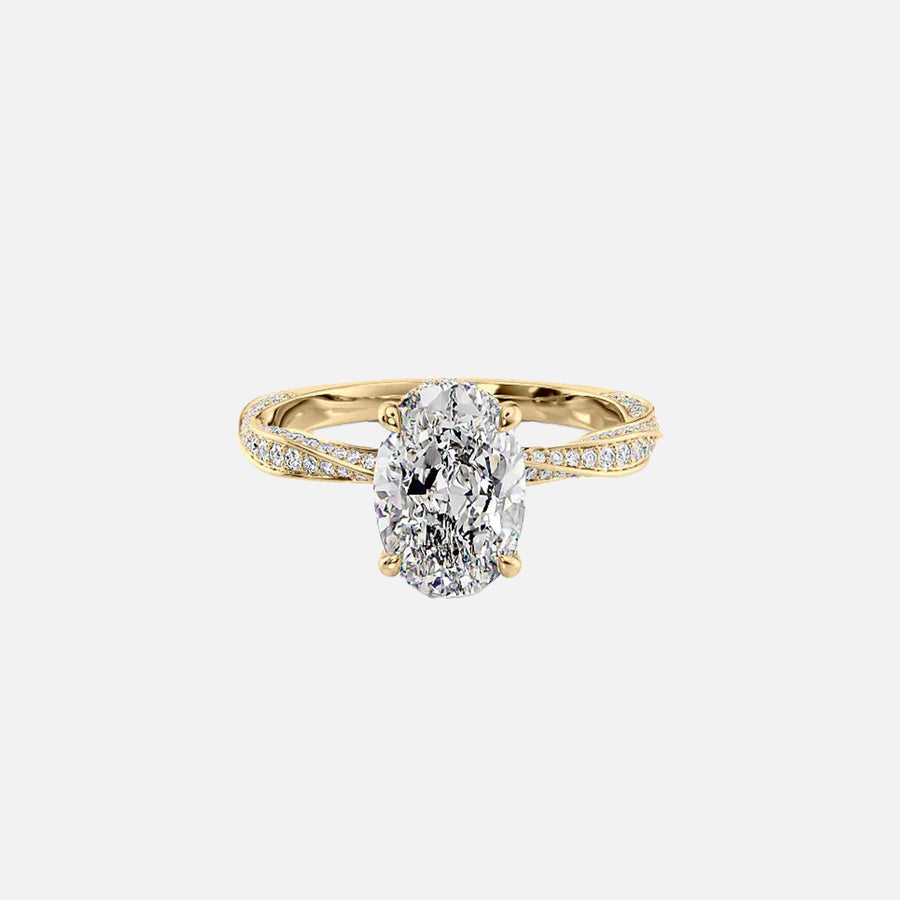 The Caroline Oval Moissanite Ring 14k Yellow Gold 001