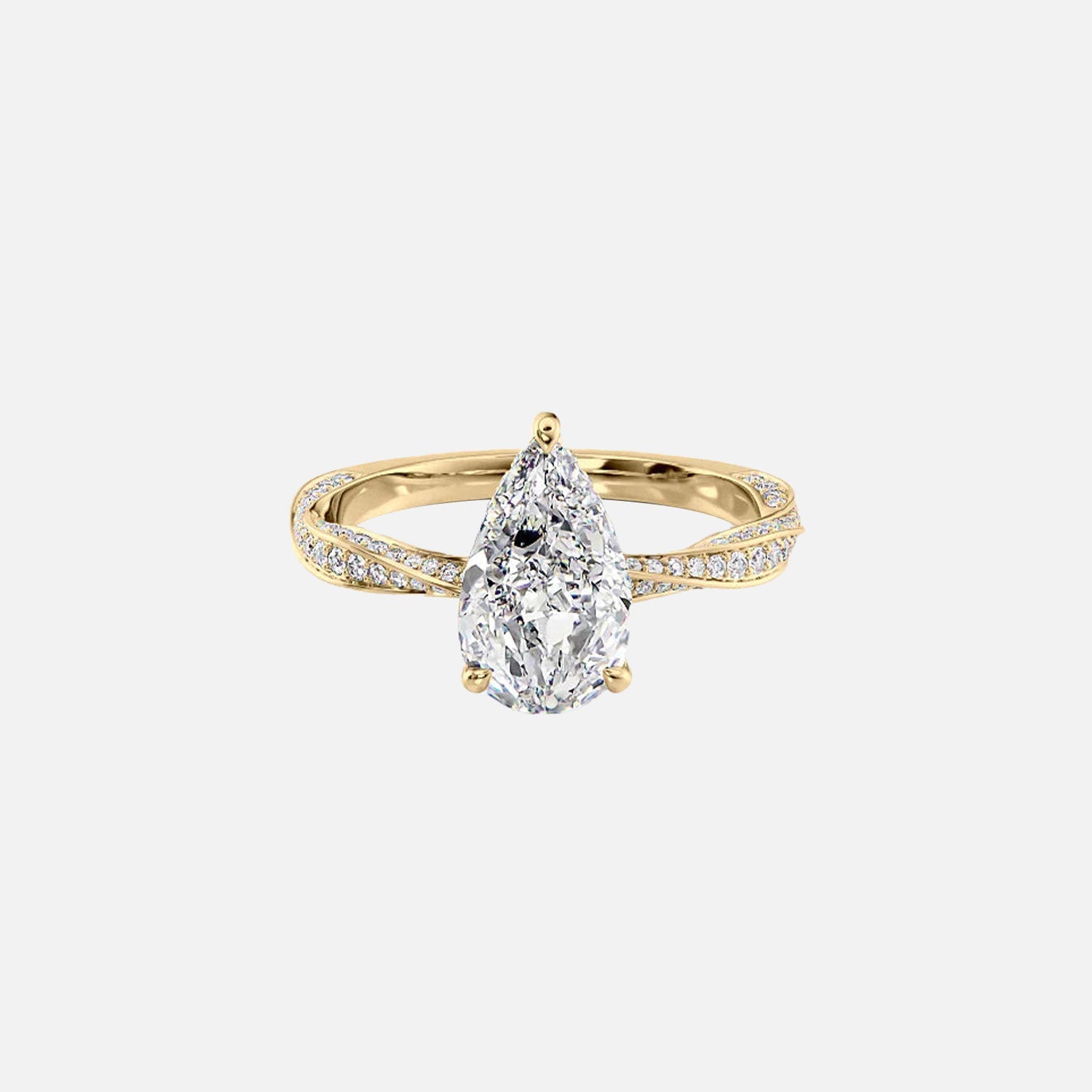The Caroline Pear Moissanite Ring 14k Yellow Gold 001