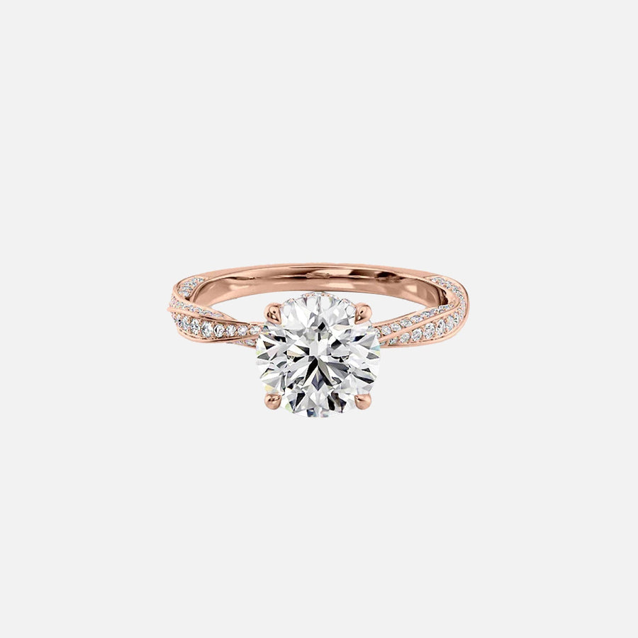  The Caroline Round Moissanite Ring 14k Rose Gold 001