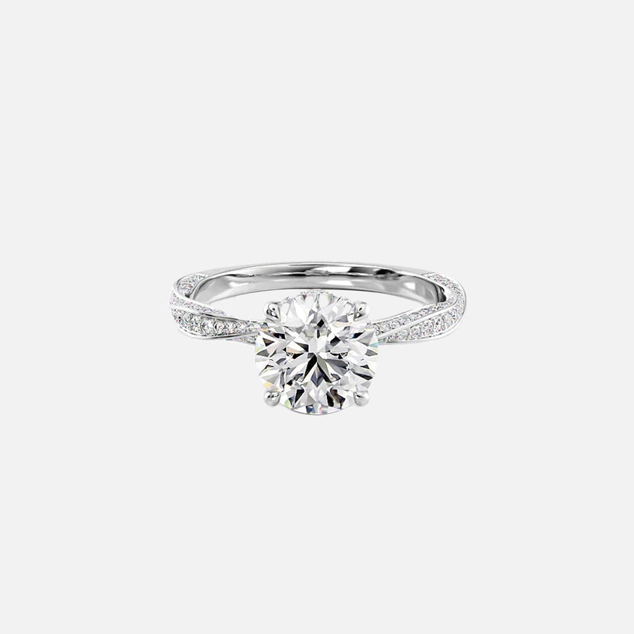  The Caroline Round Moissanite Ring 14k White Gold 001