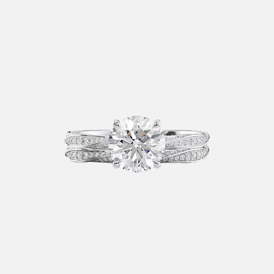  The Caroline Round Moissanite Ring 14k White Gold 003