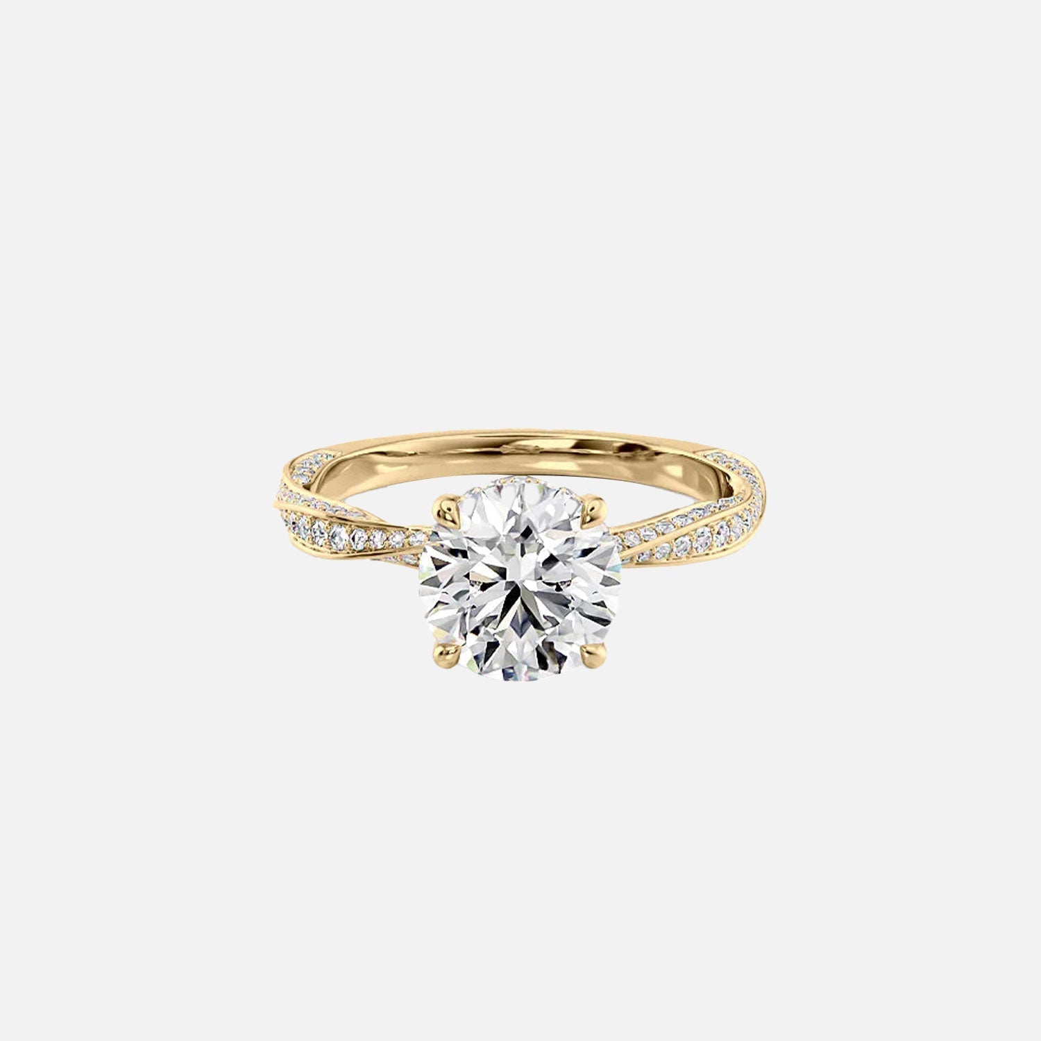 The Caroline Round Moissanite Ring 14k Yellow Gold 001