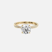 The Caroline Round Moissanite Ring 14k Yellow Gold 001