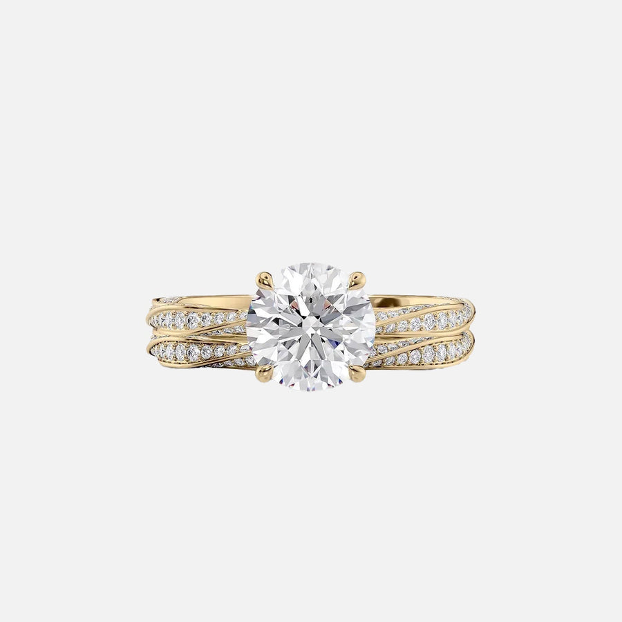  The Caroline Round Moissanite Ring 14k Yellow Gold 003