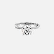  The Caroline Round Moissanite Ring 18k White Gold 001