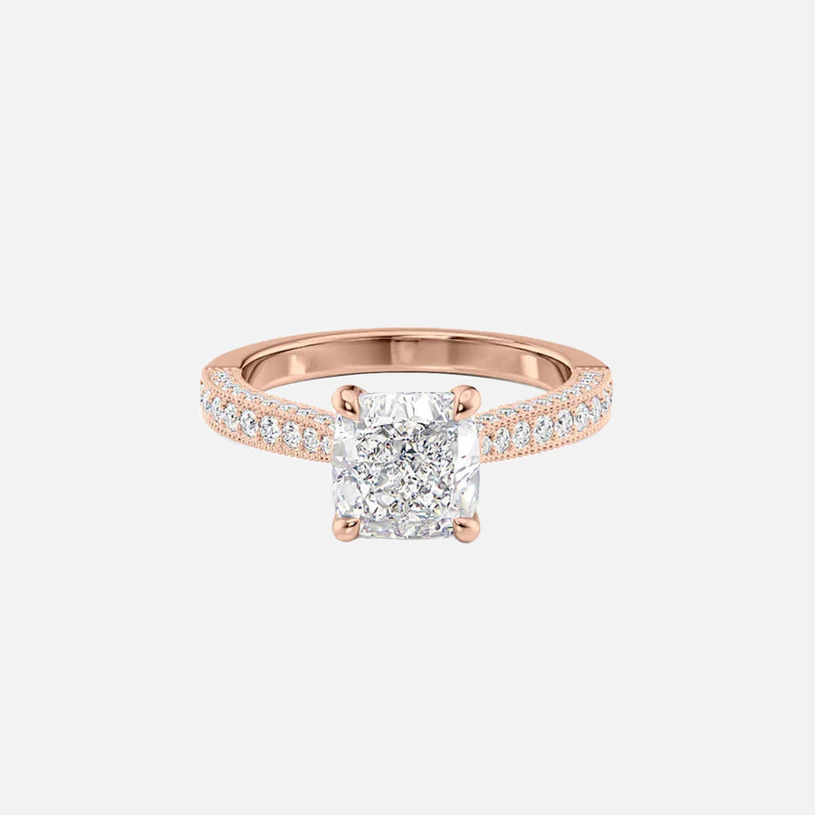  The Catherine Cushion Lab Diamond Ring 14k Rose Gold 001