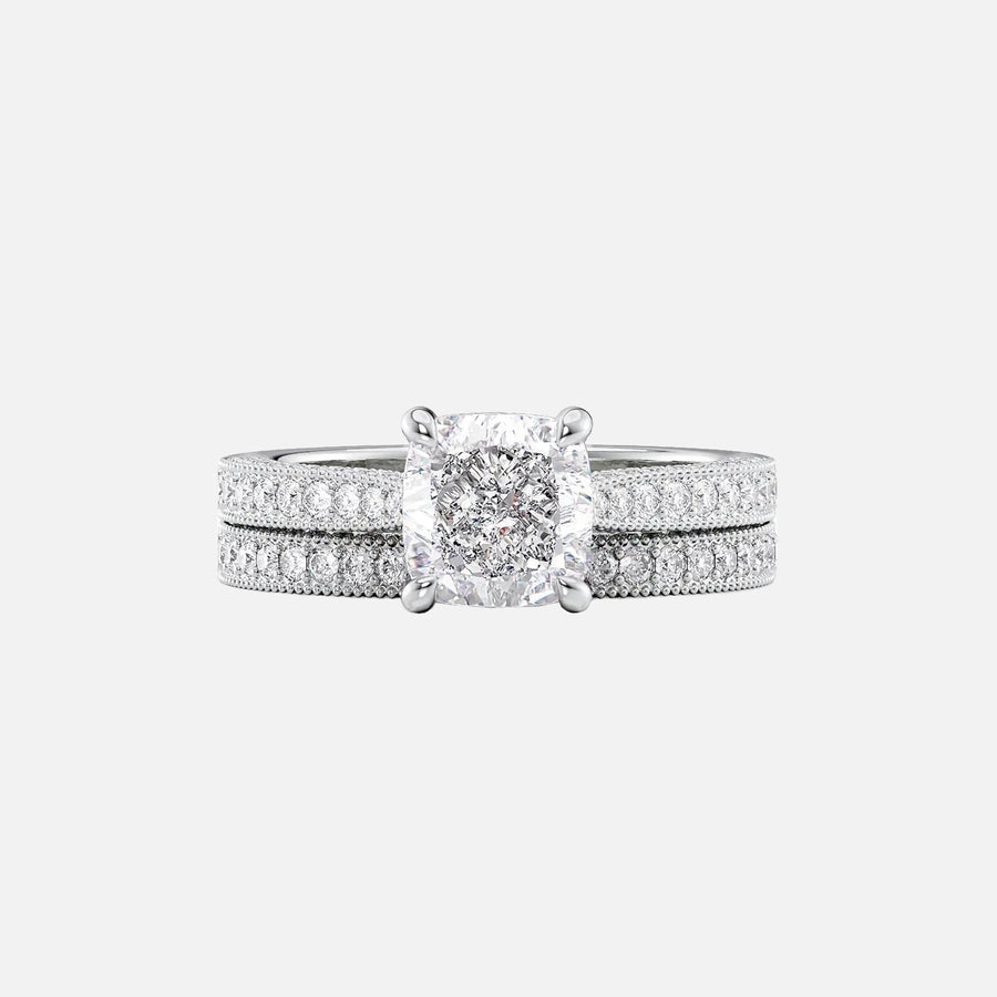  The Catherine Cushion Lab Diamond Ring 14k White Gold 003