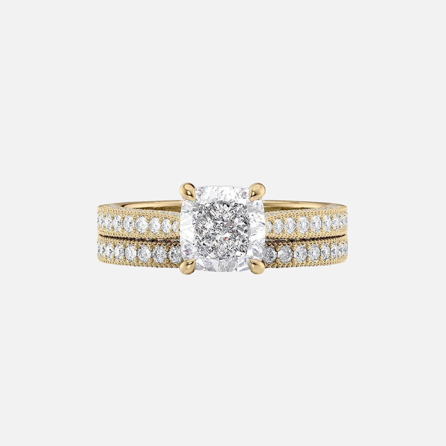  The Catherine Cushion Lab Diamond Ring 14k Yellow Gold 003