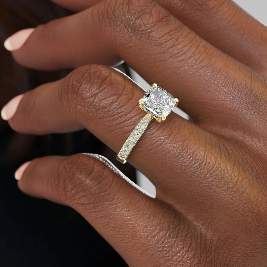  The Catherine Cushion Lab Diamond Ring 14k Yellow Gold 006 Final
