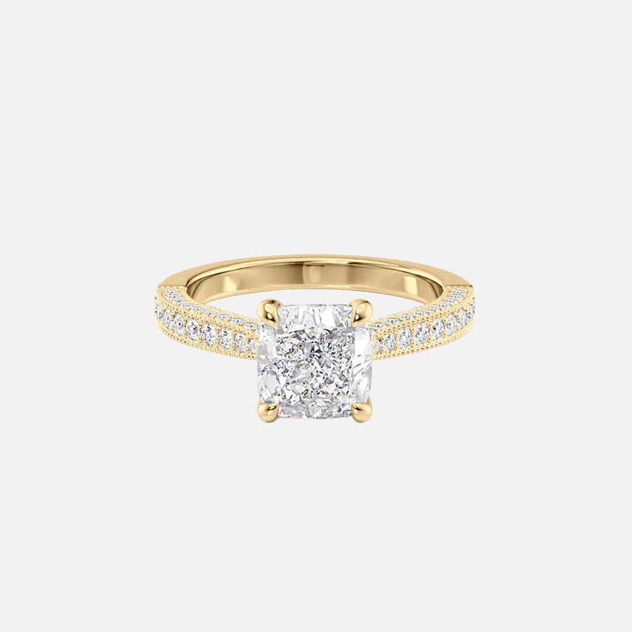  The Catherine Cushion Lab Diamond Ring 18k Yellow Gold 001