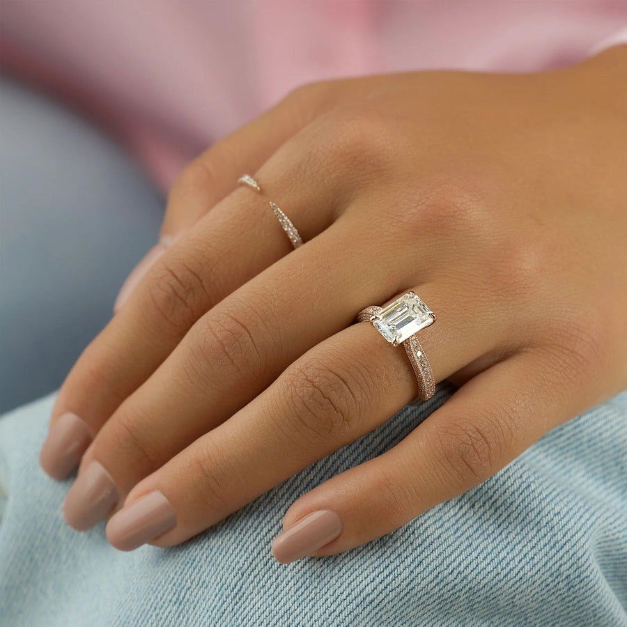  The Catherine Emerald Moissanite Ring 14k Rose Gold 005 Final