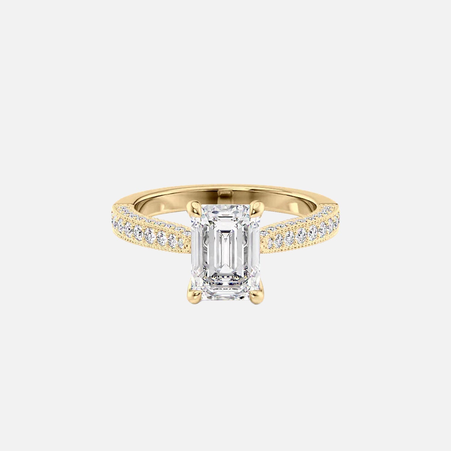 The Catherine Emerald Moissanite Ring 14k Yellow Gold 001
