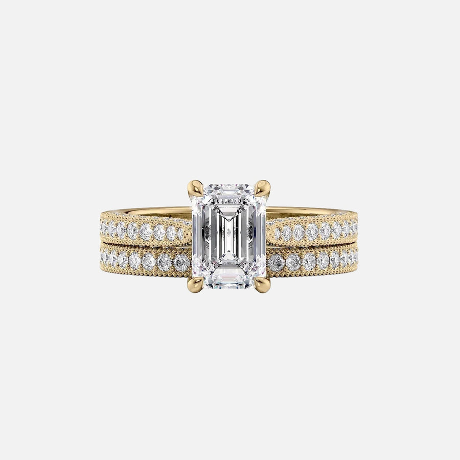  The Catherine Emerald Moissanite Ring 14k Yellow Gold 003