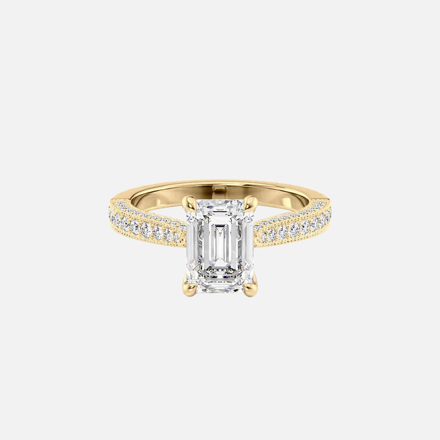  The Catherine Emerald Moissanite Ring 18k Yellow Gold 001