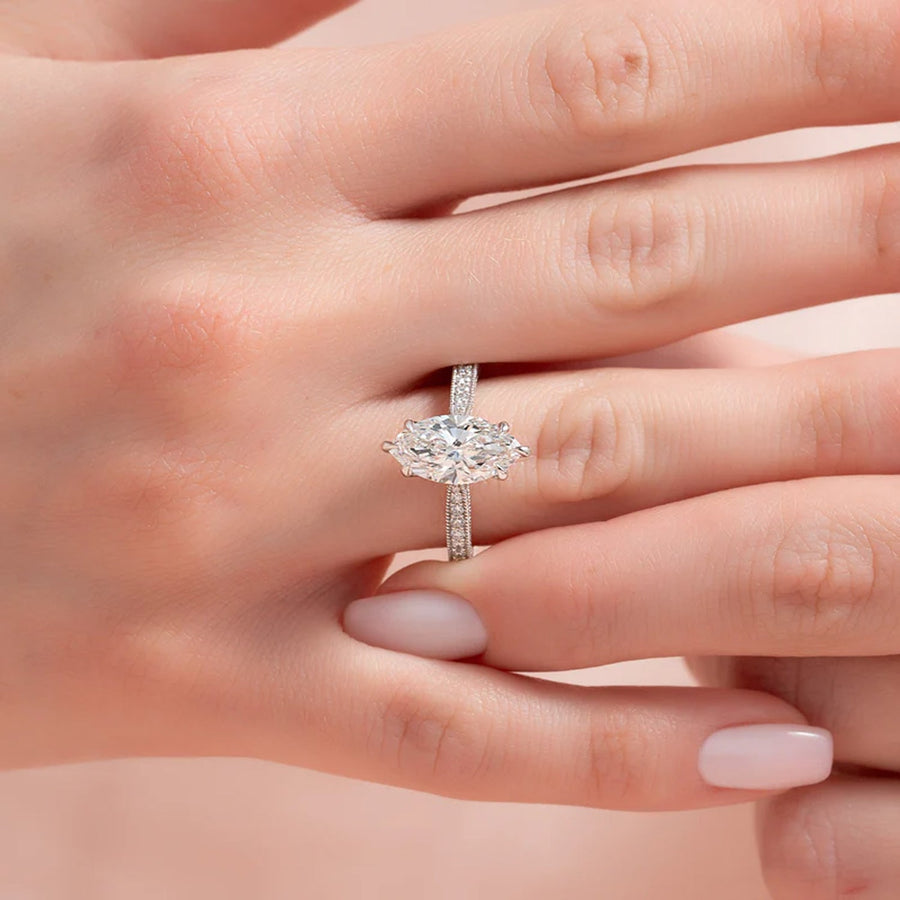  The Catherine Marquise Lab Diamond Ring 14k White Gold 004