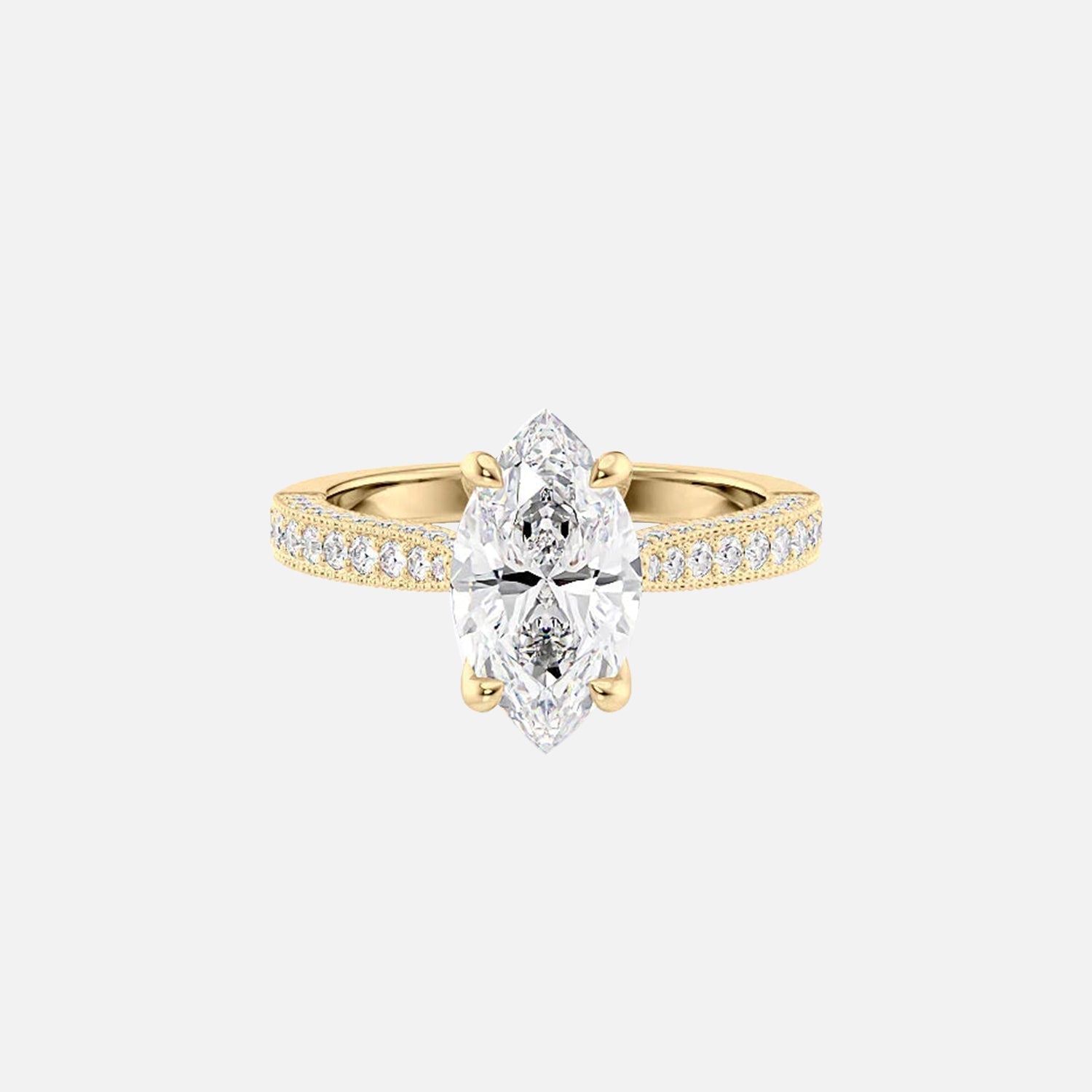 The Catherine Marquise Moissanite Ring 14k Yellow Gold 001