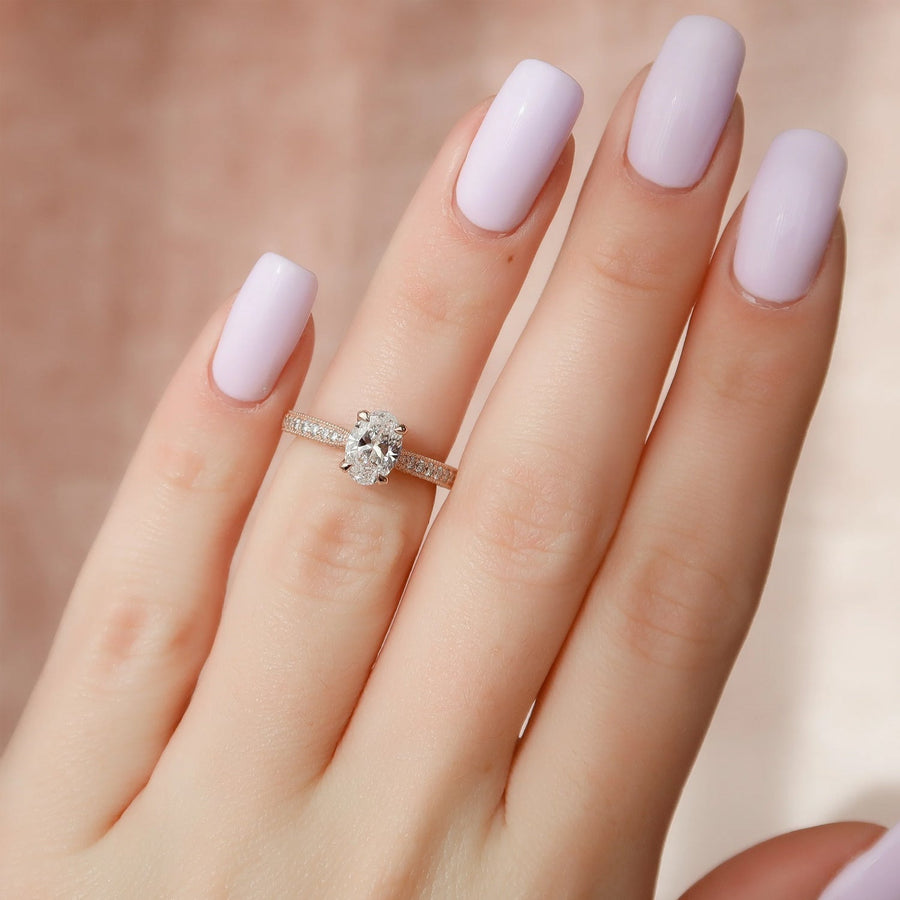  The Catherine Oval Lab Diamond Ring 14k Rose Gold 004