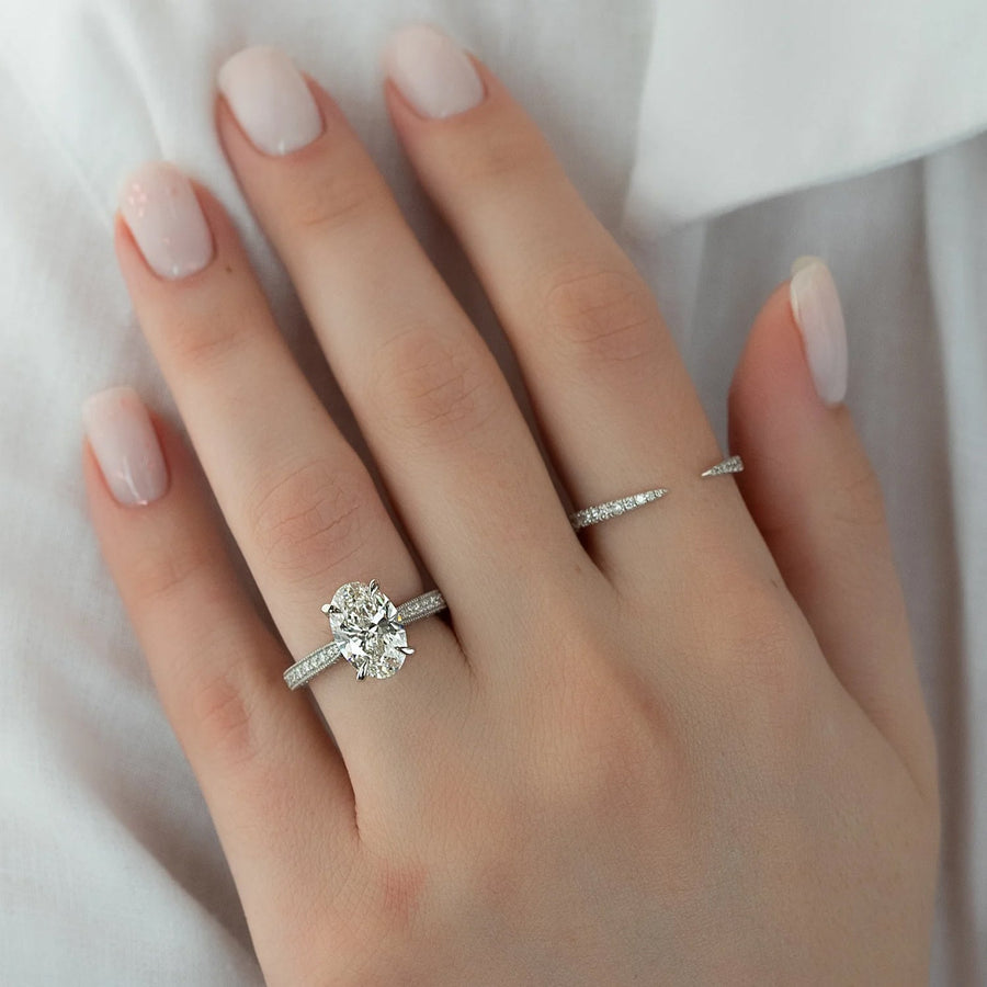  The Catherine Oval Lab Diamond Ring 14k White Gold 004