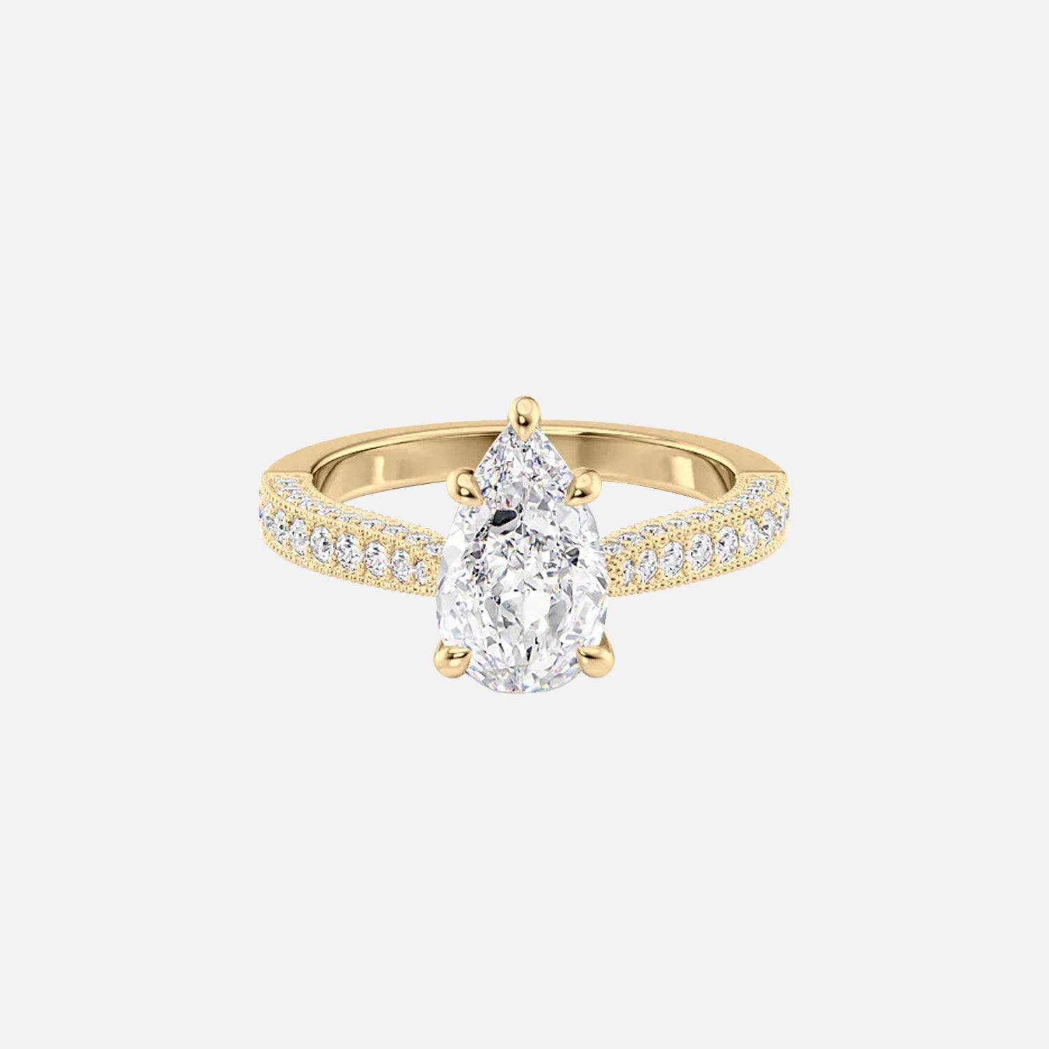 The Catherine Pear Lab Diamond Ring 14k Yellow Gold 001
