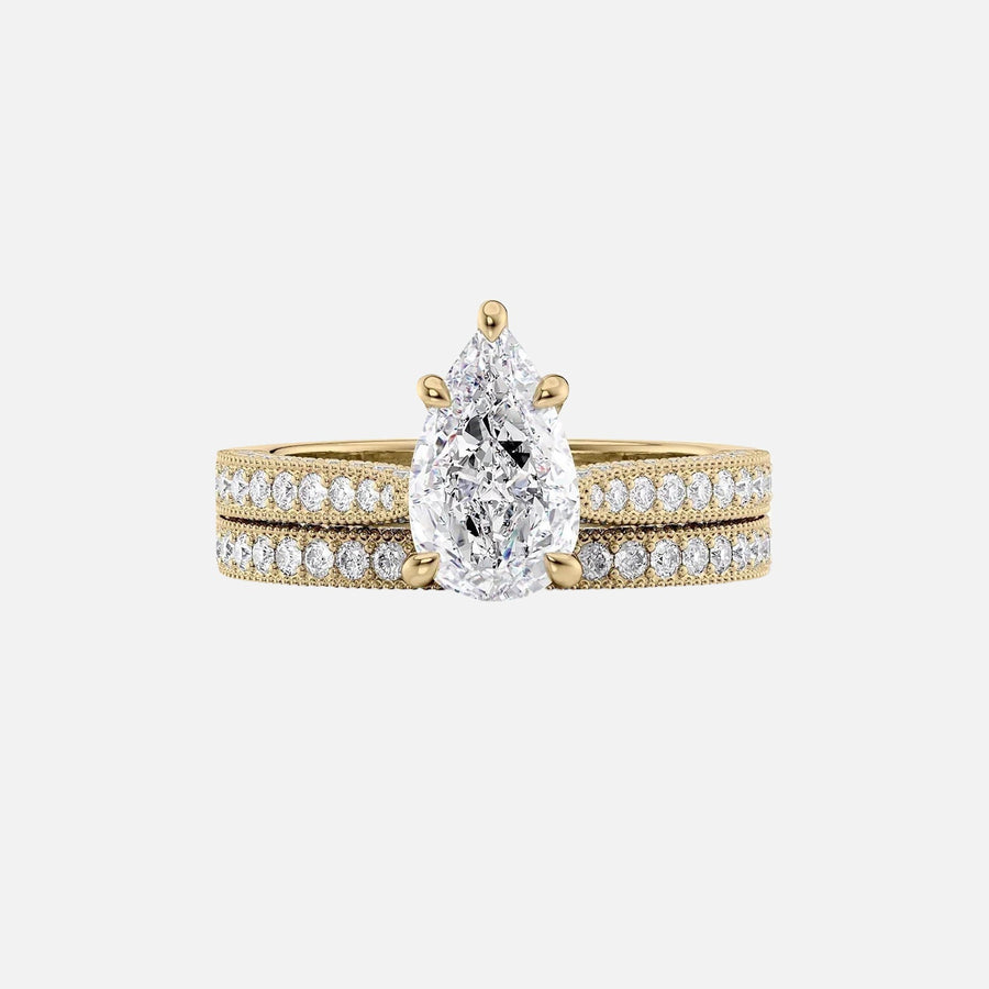 The Catherine Pear Lab Diamond Ring 14k Yellow Gold 003