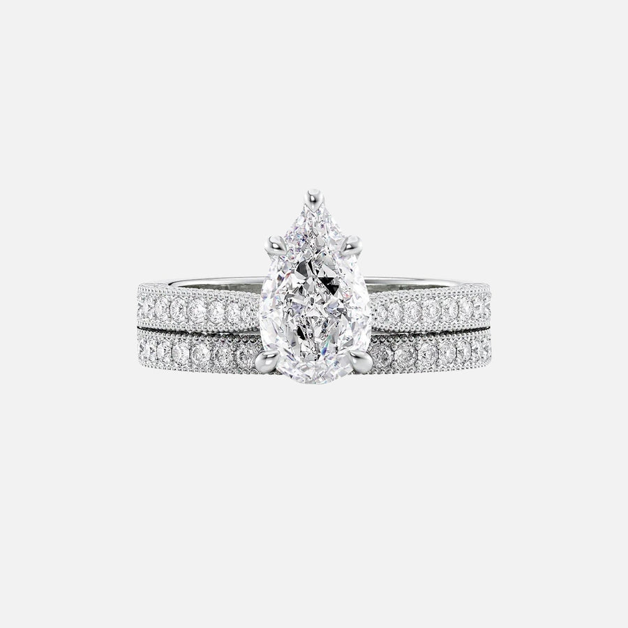  The Catherine Pear Lab Diamond Ring 18k White Gold 003