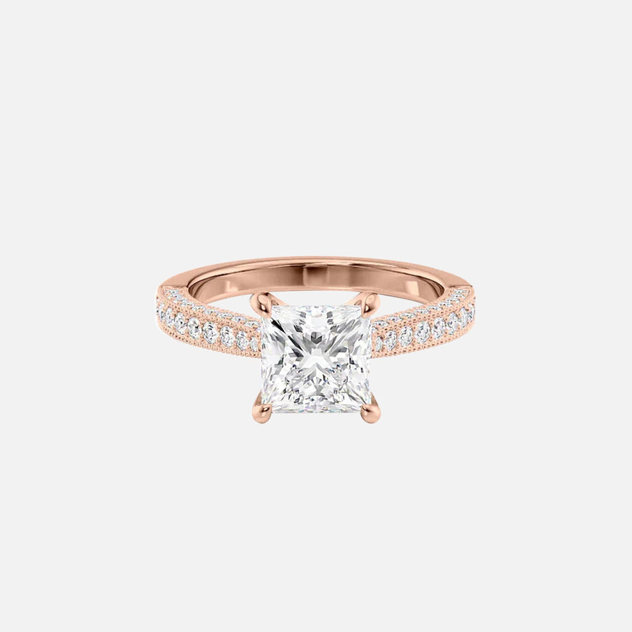  The Catherine Princess Lab Diamond Ring 14k Rose Gold 001