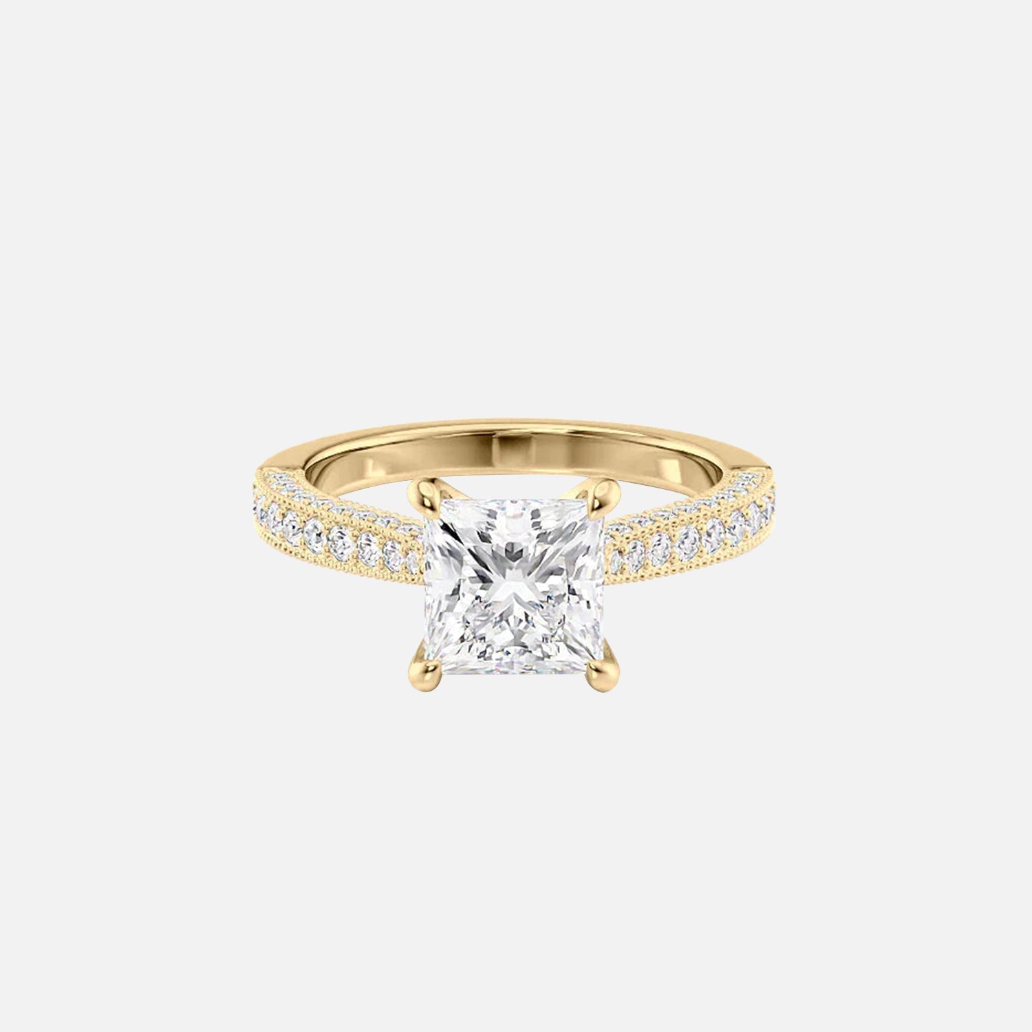 The Catherine Princess Moissanite Ring 14k Yellow Gold 001