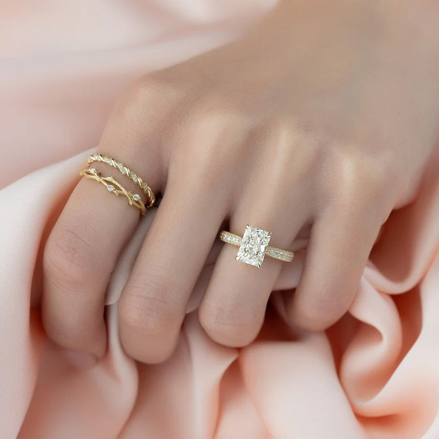  The Catherine Radiant Lab Diamond Ring 14k Yellow Gold 004