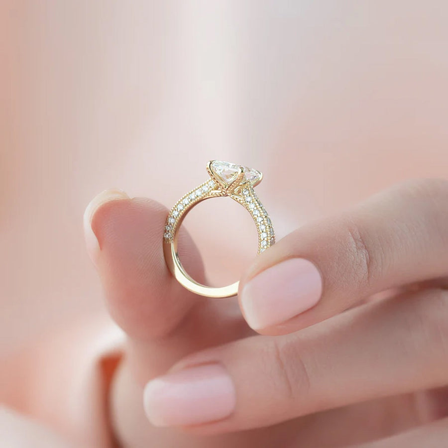  The Catherine Radiant Lab Diamond Ring 14k Yellow Gold 005