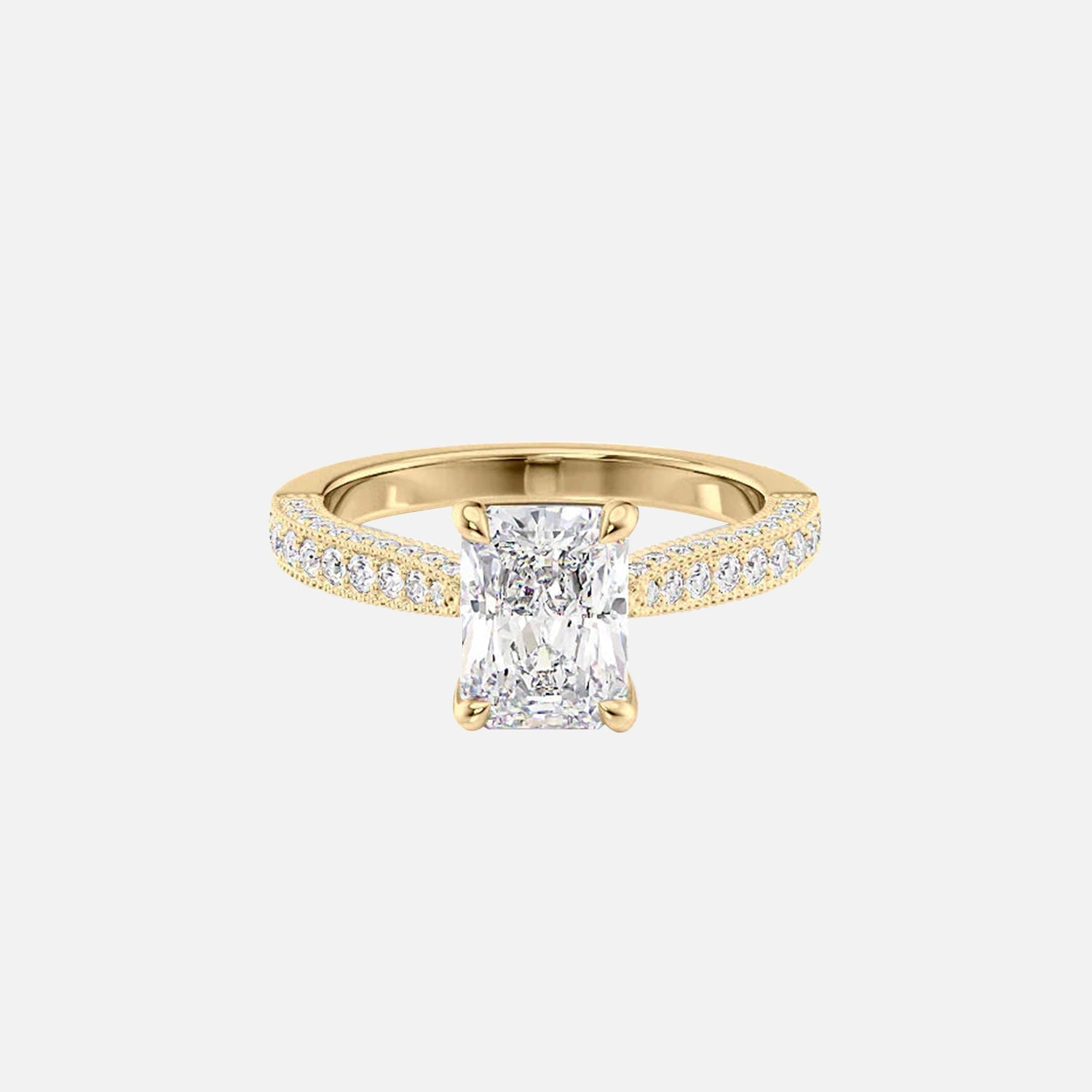 The Catherine Radiant Moissanite Ring 14k Yellow Gold 001