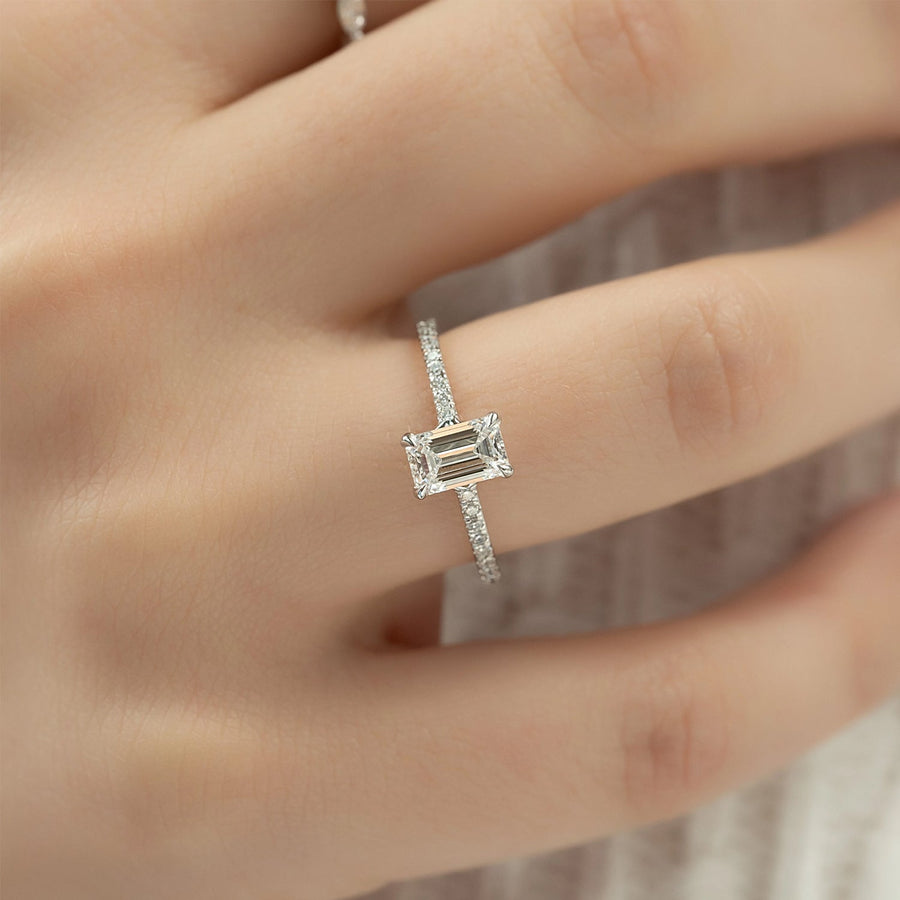 The Cecelia Emerald Pave Moissanite Ring - KNT - Engagement Rings, Wedding Bands & Fine Jewelry