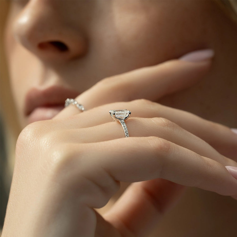 The Cecelia Emerald Pave Moissanite Ring - KNT - Engagement Rings, Wedding Bands & Fine Jewelry
