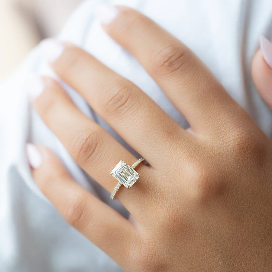 The Cecelia Emerald Pave Moissanite Ring - KNT - Engagement Rings, Wedding Bands & Fine Jewelry