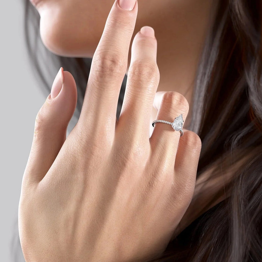 The Cecelia Pear Pave Moissanite Ring - KNT - Engagement Rings, Wedding Bands & Fine Jewelry