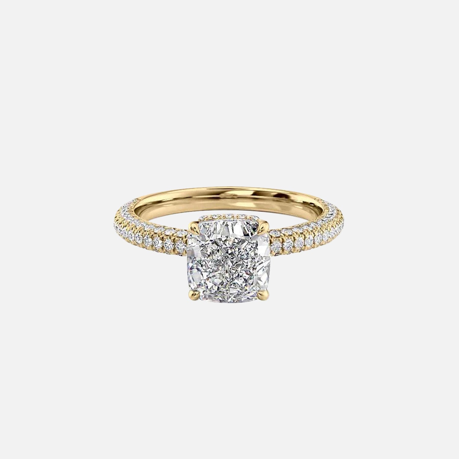 The Celine Cushion Lab Diamond Ring 14k Yellow Gold 001