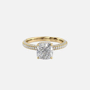 The Celine Cushion Moissanite Ring 14k Yellow Gold 001