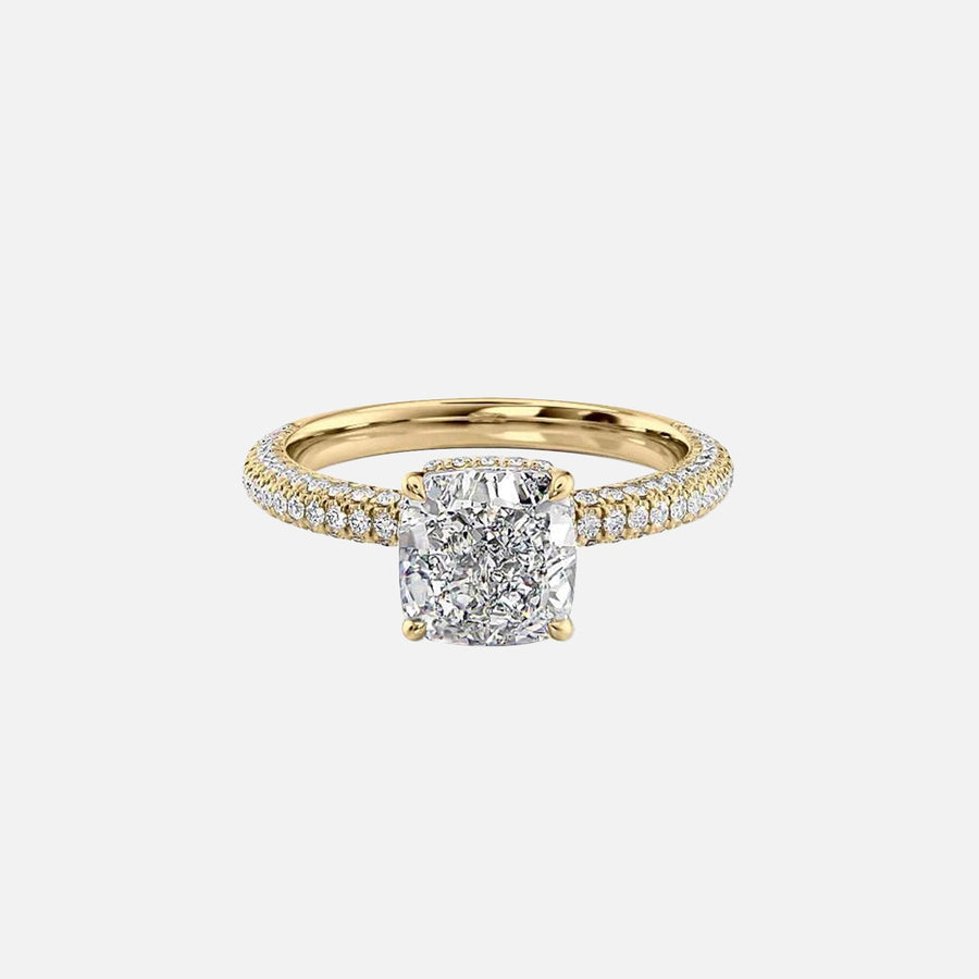 The Celine Cushion Moissanite Ring 14k Yellow Gold 001