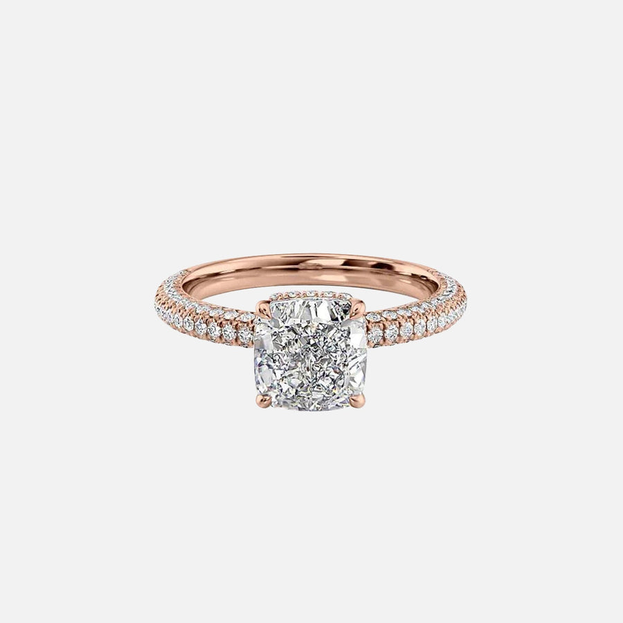  The Celine Cushion Moissanite Ring 18k Rose Gold 001