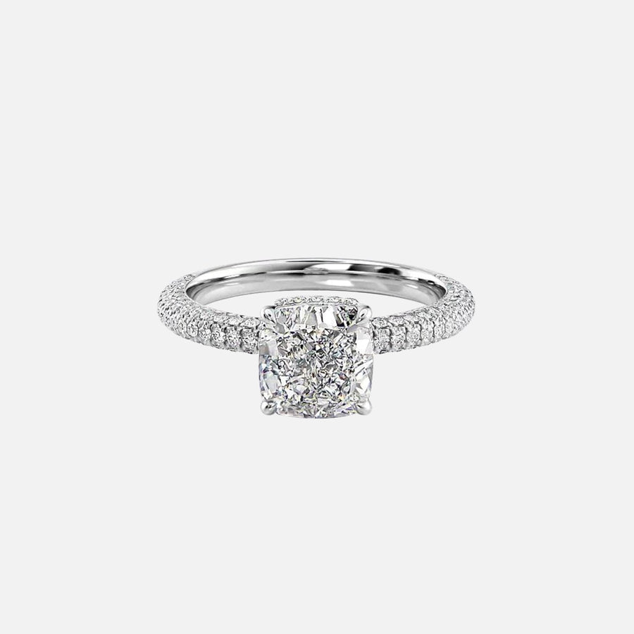  The Celine Cushion Moissanite Ring 18k White Gold 001