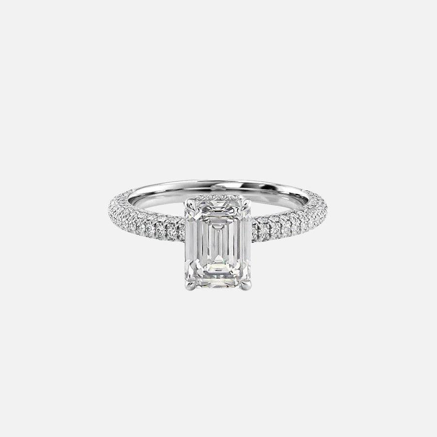  The Celine Emerald Lab Diamond Ring 14k White Gold 001
