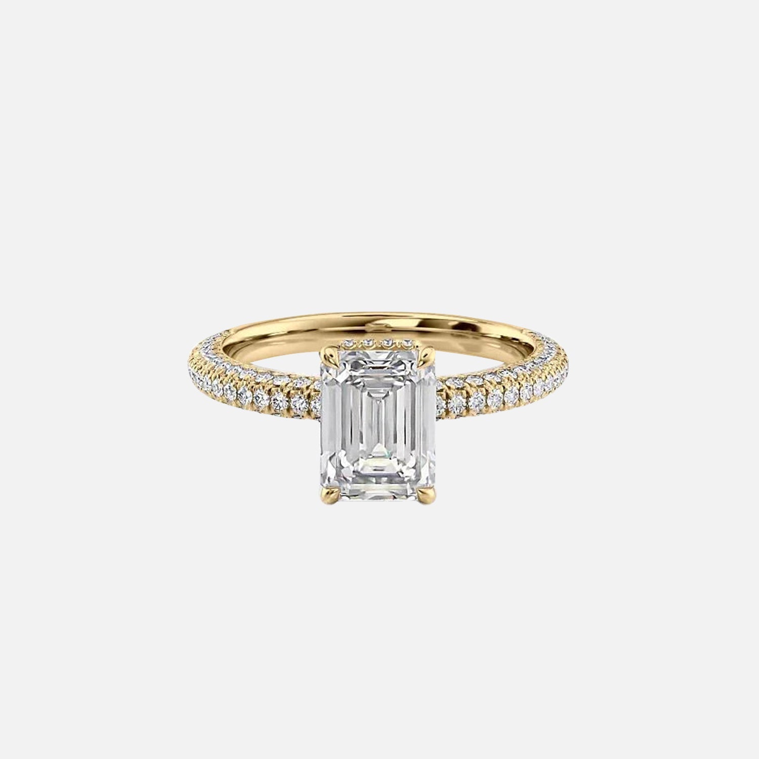 The Celine Emerald Moissanite Ring 14k Yellow Gold 001
