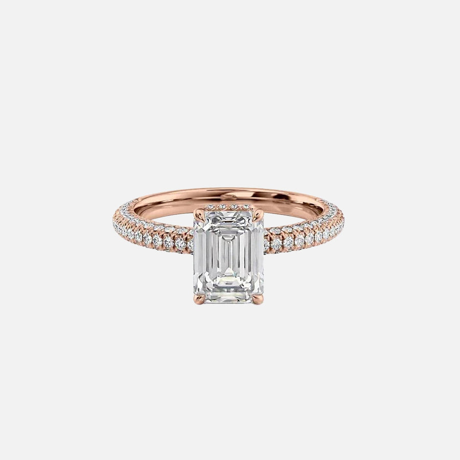  The Celine Emerald Moissanite Ring 18k Rose Gold 001