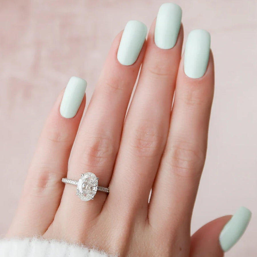  The Celine Oval Lab Diamond Ring 14k White Gold 003