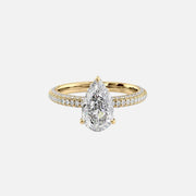 The Celine Pear Moissanite Ring 14k Yellow Gold 001