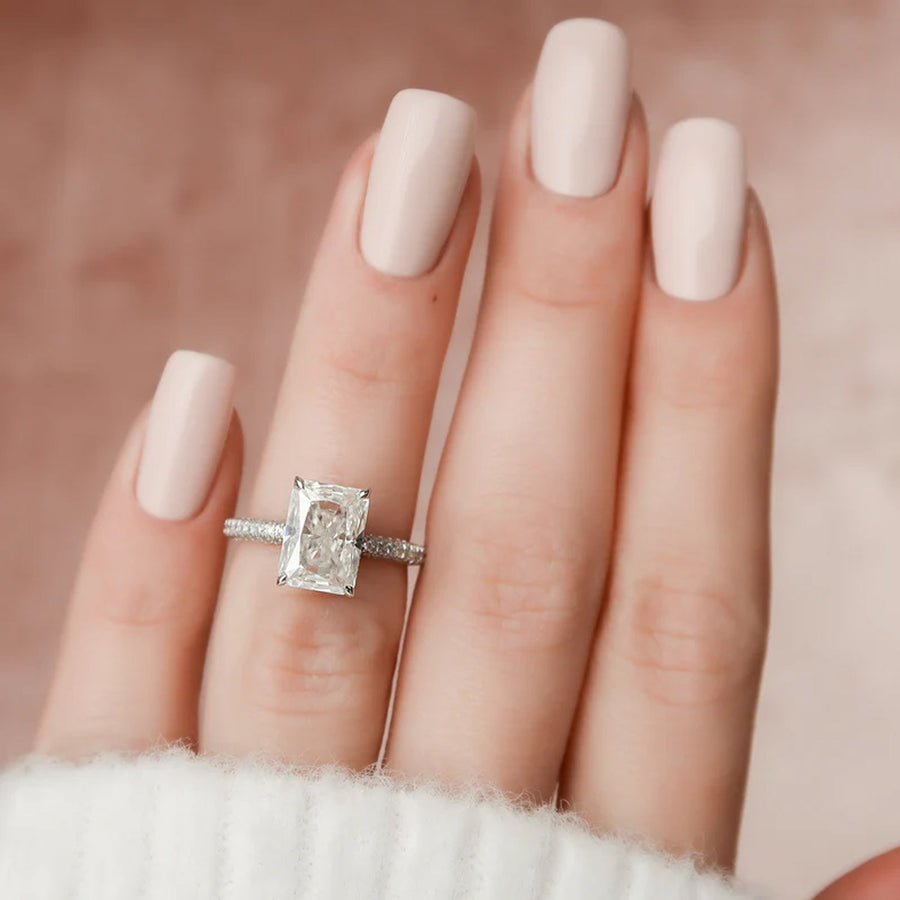  The Celine Radiant Lab Diamond Ring 14k White Gold 003