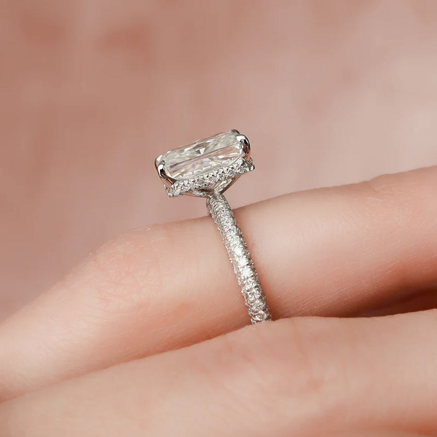  The Celine Radiant Lab Diamond Ring 14k White Gold 004