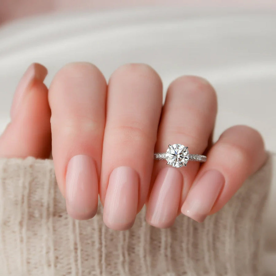  The Celine Round Lab Diamond Ring 18k White Gold 003