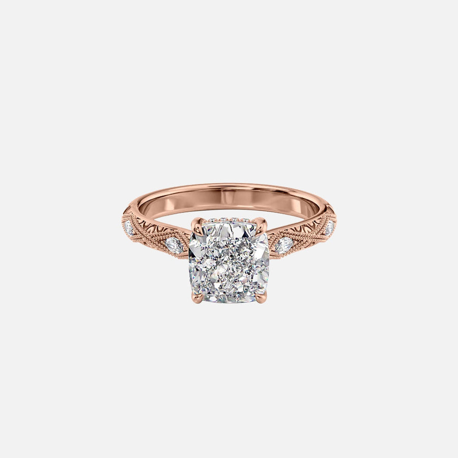  The Claudia Cushion Lab Diamond Ring 14k Rose Gold 001