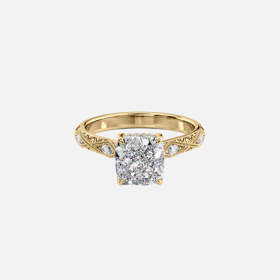 The Claudia Cushion Lab Diamond Ring 14k Yellow Gold 001